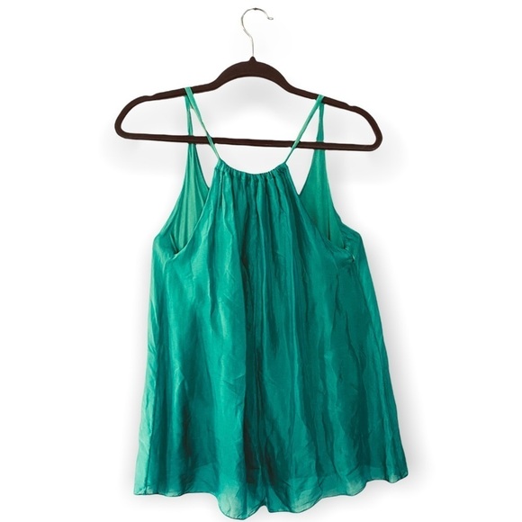 M for Bolide Women’s Turquoise Green Silk Tank Top XS Camisole - Picture 2 of 8